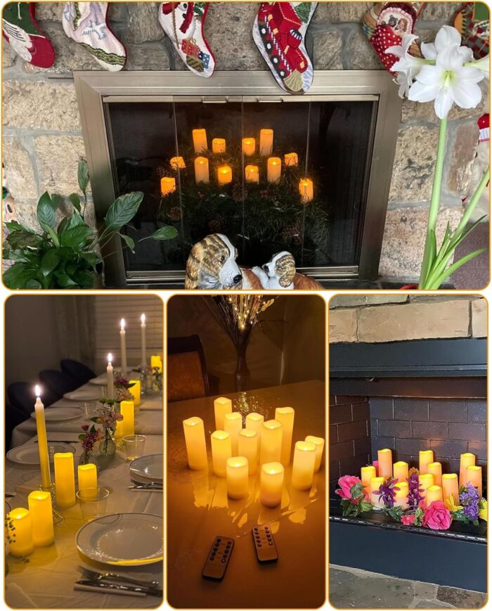 Enido 12 Pc LED Candles Flickering Flameless Candles with Remote & Timer for Romantic Ambiance, Home Decor Mood Lighting Cozy Fall Decor Battery Operated Candles, Outdoor Waterproof - Image 8