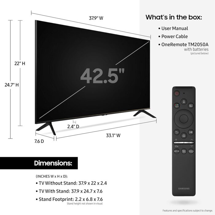 SAMSUNG 43-inch Class Crystal UHD TU-8000 Series - 4K UHD HDR Smart TV with Alexa Built-in (UN43TU8000FXZA, 2020 Model) - Image 3