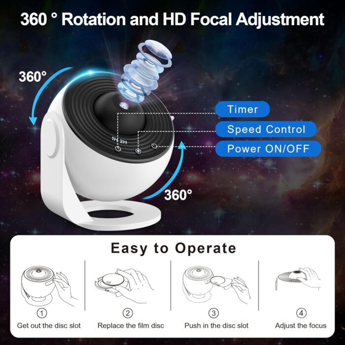 Planetarium Projector for Bedroom, 13 in 1 Star Projector Galaxy Light, Nebula Night Light Milky Way Projector with Timer, LED Space Galaxy Lamp Room Decor for Adults Kids - White - Image 5