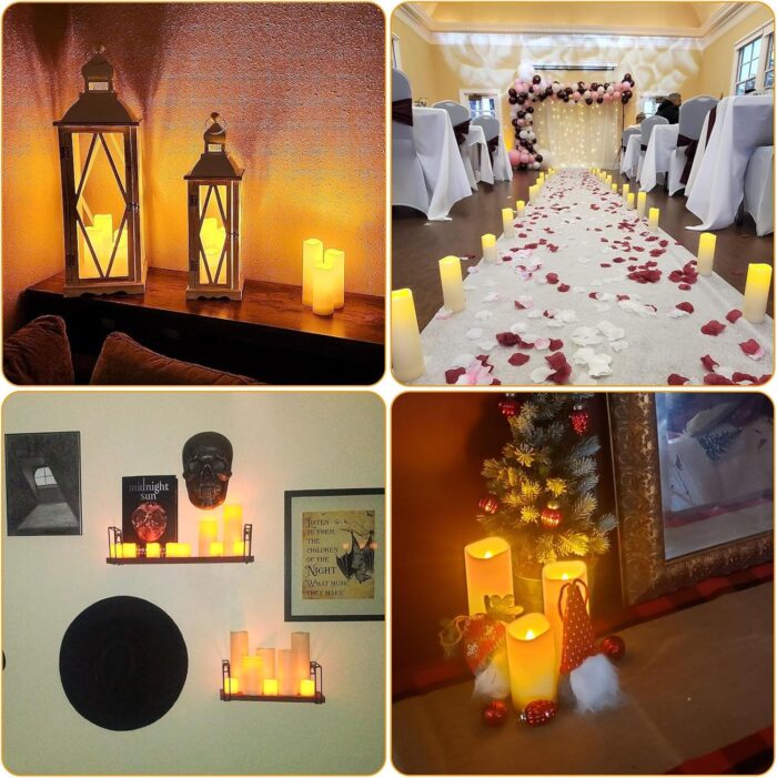 Enido 12 Pc LED Candles Flickering Flameless Candles with Remote & Timer for Romantic Ambiance, Home Decor Mood Lighting Cozy Fall Decor Battery Operated Candles, Outdoor Waterproof - Image 9