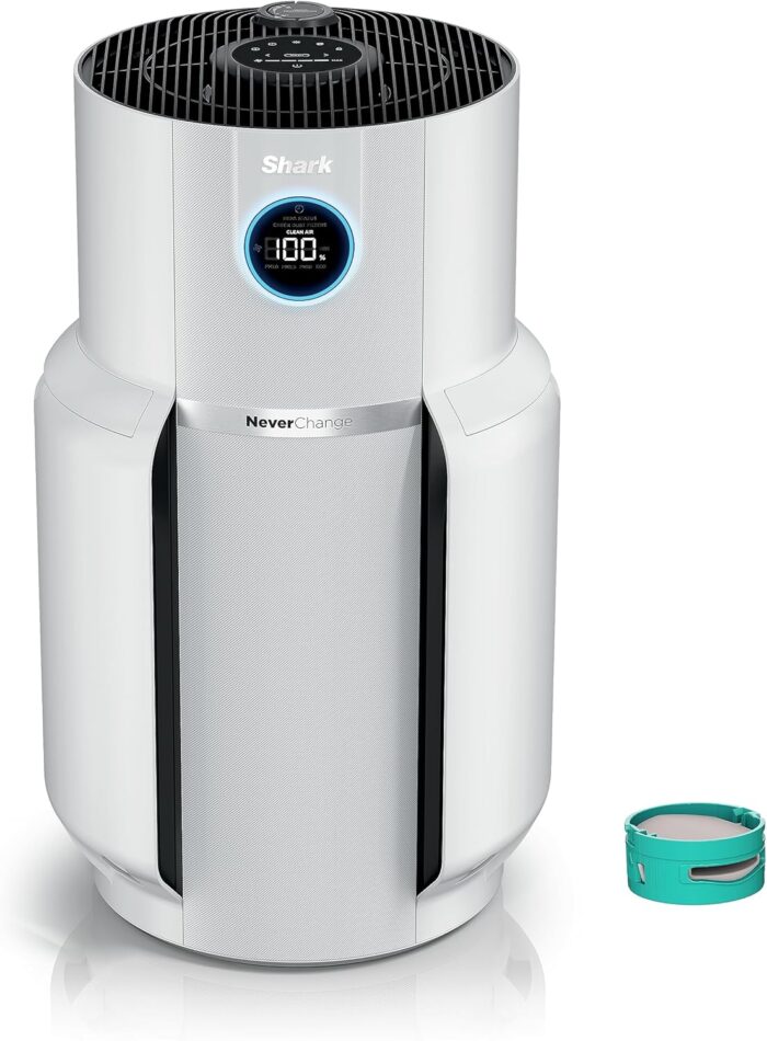 Shark HP302 NeverChange Air Purifier MAX, 5-Year Filter, Save $300+ in Filter Replacements, Whole Home, 1400 sq. ft., Odor Neutralizer Technology, Captures 99.98% of Particles, Dust, Smells, White