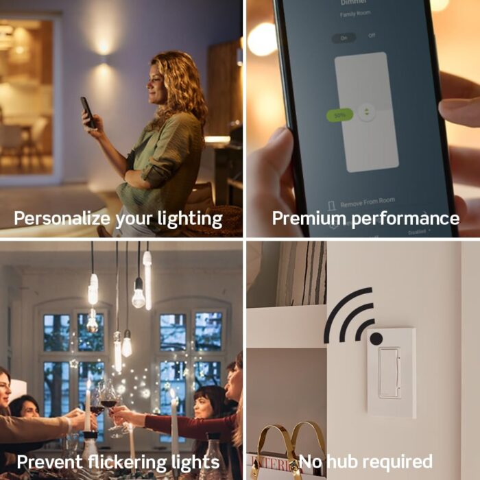 Leviton Decora Smart Dimmer Switch, Wi-Fi 2nd Gen, Neutral Wire Required, Works with Matter, My Leviton, Alexa, Google Assistant, Apple Home/Siri & Wired or Wire-Free 3-Way, D26HD-2RW, White - Image 3