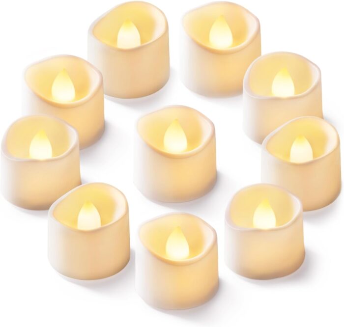 Homemory 24-Pack Flameless LED Tea Lights Candles Battery Operated, 200+Hour Fake Electric Candles TeaLights for Votive, Aniversary, Wedding Centerpiece Table Decor, Funeral, Halloween, Christmas