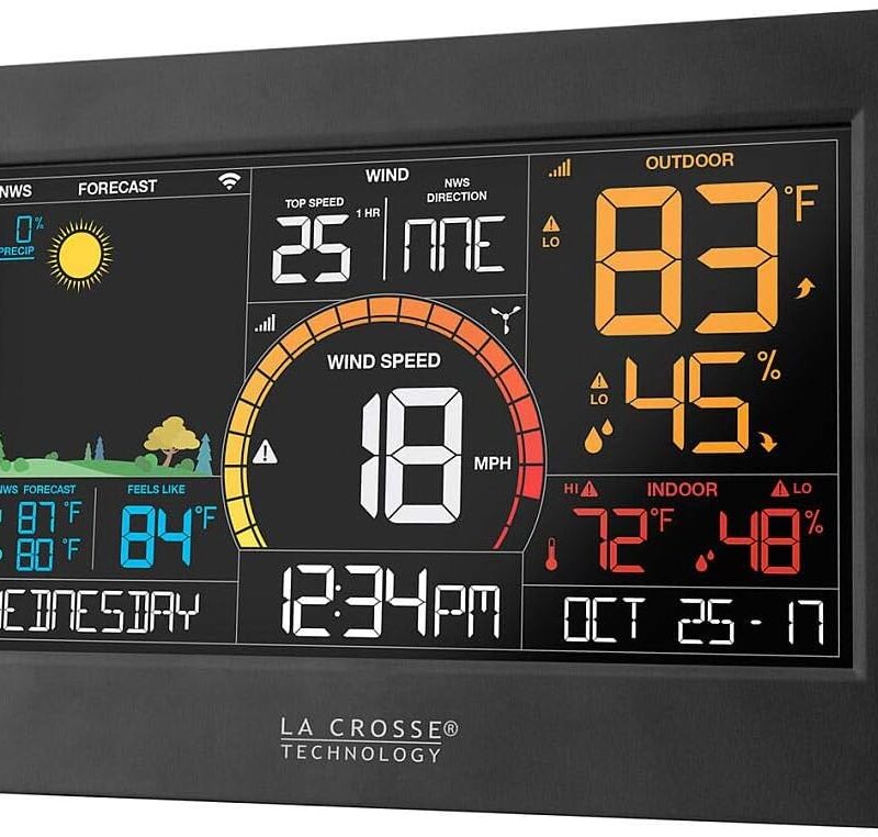 La Crosse Technology Wireless Weather Station with WiFi Connectivity, Dynamic Forecast, Wind Speed and Alerts, Temperature/Humidity - NWS Forecast, Long Range Transmission (400 Feet)