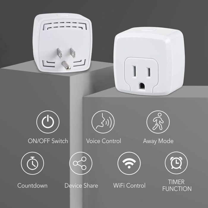 HBN Smart Plug Mini 15A, WiFi Smart Outlet Works with Alexa, Google Home Assistant, Remote Control with Timer Function, No Hub Required, ETL Certified, 2.4G WiFi Only, 4-Pack - Image 2