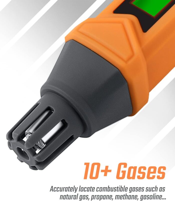PT199 Natural Gas Leak Detector with Audible & Visual Alarm, Portable Gas Sniffer to Locate Combustible Sources Like Methane, Propane for Home(Includes Battery x2)-Orange - Image 2