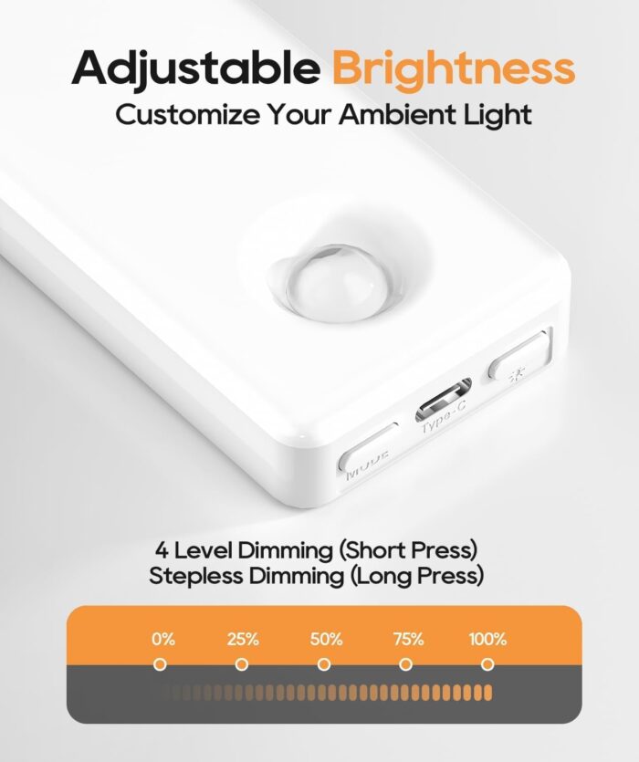 Under Cabinet Lighting Wireless, Motion Sensor Light Indoor, Rechargeable Closet Lights Battery Operated, LED Lights for Bedroom, Under Counter Lights for Kitchen White Color - Image 4