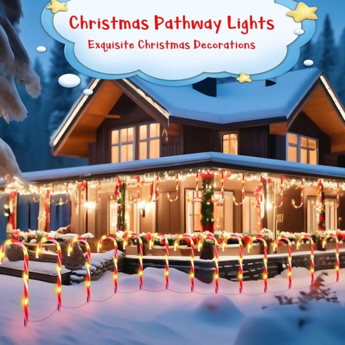 20 Pack Solar Christmas Candy Cane Lights, Christmas Decorations Outdoor Waterproof, Christmas Pathway Lights with 8 Lighting Modes & Memory Function for Party Garden Lawn Yard Patio Decor - Image 2