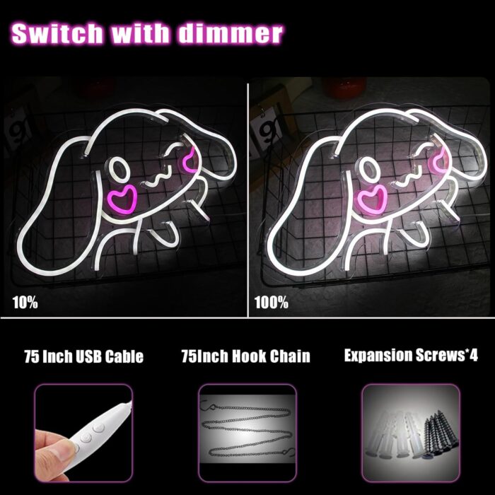 Cinnamoroll Anime Neon Sign for Wall Decor Cinnamoroll Led Light Room Decor Japanese Neon Light LED Sign for Anime Fans Cinnamoroll Gift for Girls 17.5"*9.5" - Image 2