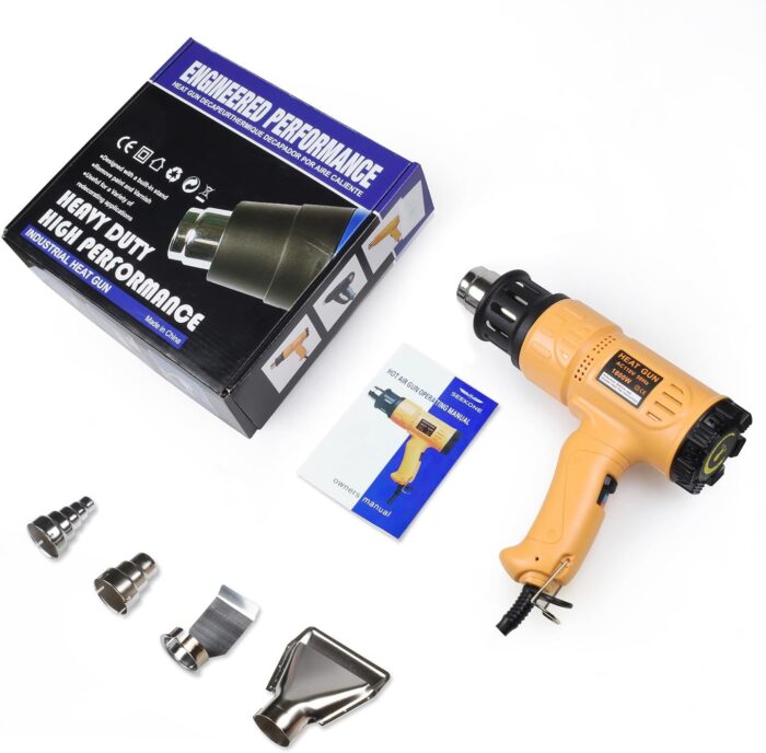 SEEKONE Heat Gun 1800W 122℉-1202℉（50℃- 650℃）Fast Heating Heavy Duty Hot Air Gun Kit Variable Temperature Control Overheat Protection with 4 Nozzles for Crafts, Shrinking PVC, Stripping Paint(5.2FT) - Image 7