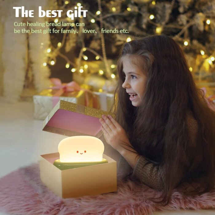 QANYI Desk Decor Toaster Lamp, Rechargeable Small Lamp with Smile Face Toast Bread Cute Toaster Shape Room Decor Night Light for Bedroom, Bedside, Living Room, Dining, Desk Decorations, Gift - Image 7