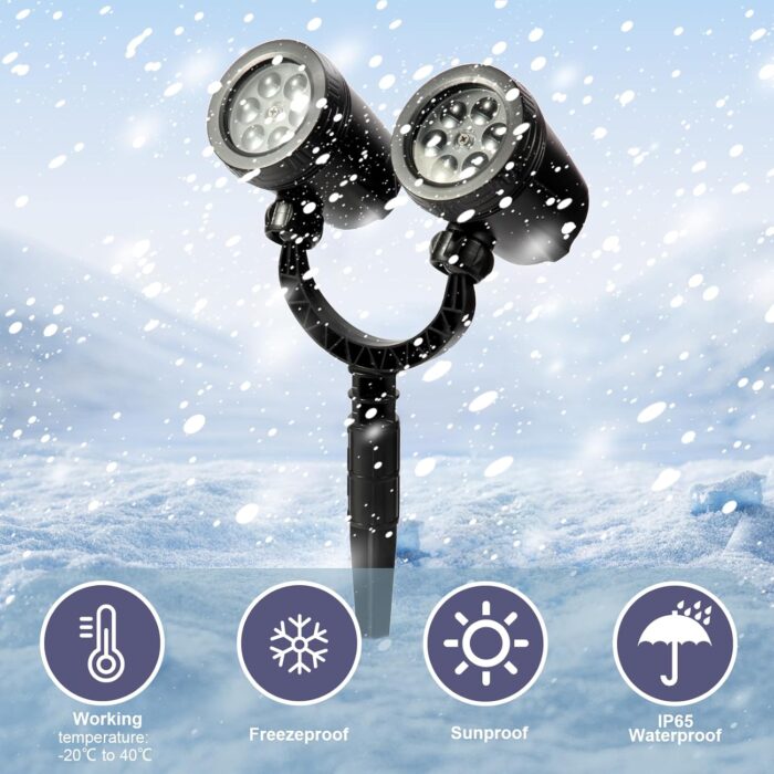 Christmas Snowflake Projector Light, FABILERI Upgraded Dual-Head Snowflake Light, Outdoor IP65 Waterproof Rotating Snowflake Light, for Indoor Outdoor ChristmasDecoration, Holiday, Yard Decor - Image 3