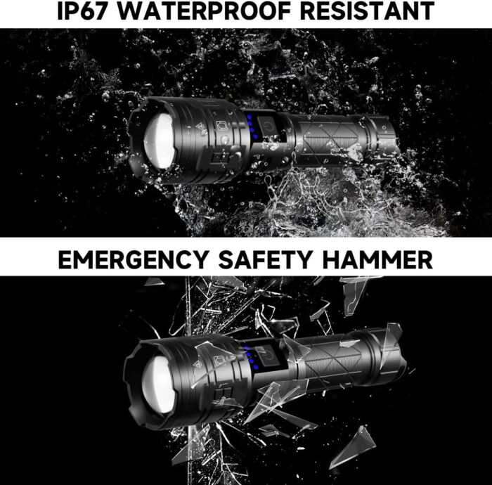 Rechargeable Flashlights High Lumens, 990000LM Powerful Tactical Flashlights, 5 Modes LED Flashlight Adjustable, Brightest Flashlight Waterproof, Handheld Flash Light for Emergencies, Camping, Hiking - Image 6