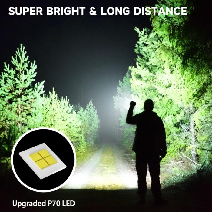 Rechargeable Flashlights High Lumens, 990000LM Powerful Tactical Flashlights, 5 Modes LED Flashlight Adjustable, Brightest Flashlight Waterproof, Handheld Flash Light for Emergencies, Camping, Hiking - Image 2