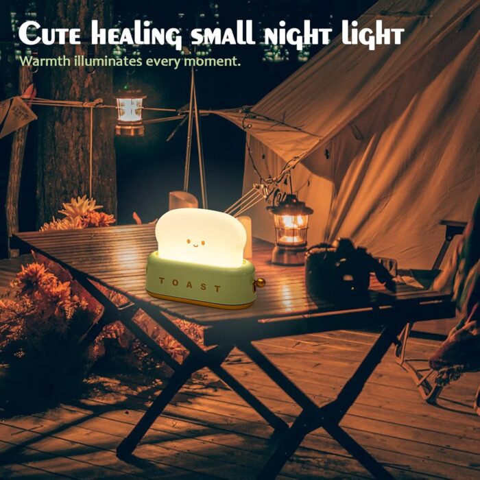 QANYI Desk Decor Toaster Lamp, Rechargeable Small Lamp with Smile Face Toast Bread Cute Toaster Shape Room Decor Night Light for Bedroom, Bedside, Living Room, Dining, Desk Decorations, Gift - Image 6