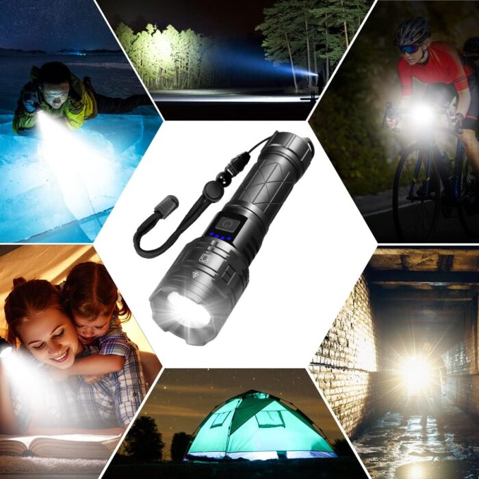 Rechargeable Flashlights High Lumens, 990000LM Powerful Tactical Flashlights, 5 Modes LED Flashlight Adjustable, Brightest Flashlight Waterproof, Handheld Flash Light for Emergencies, Camping, Hiking - Image 7