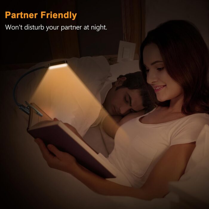 Gritin 16 LED Rechargeable Book Light for Reading in Bed- Eye Caring 3 Color Temperatures, Stepless Dimming Brightness, 80 Hrs Runtime, Lightweight Flexible Clip on Book Light for Book Lovers - Image 7