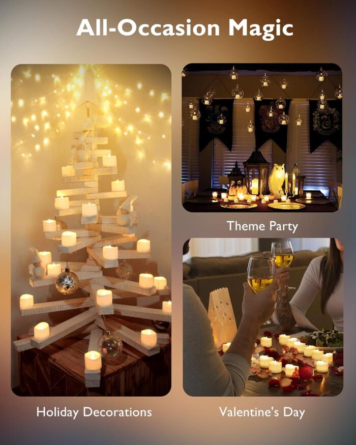 Homemory 24-Pack Flameless LED Tea Lights Candles Battery Operated, 200+Hour Fake Electric Candles TeaLights for Votive, Aniversary, Wedding Centerpiece Table Decor, Funeral, Halloween, Christmas - Image 7