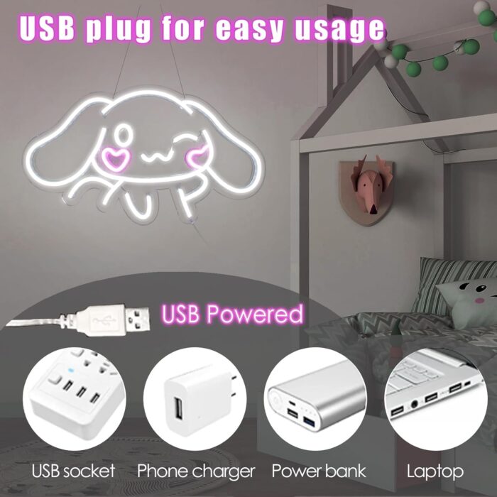 Cinnamoroll Anime Neon Sign for Wall Decor Cinnamoroll Led Light Room Decor Japanese Neon Light LED Sign for Anime Fans Cinnamoroll Gift for Girls 17.5"*9.5" - Image 3