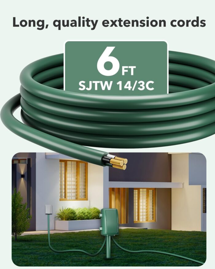 BN-LINK 7 Day Heavy Duty Outdoor Digital Stake Timer, 6 Outlets, Weatherproof, Perfect for Outdoor Lights, Sprinklers, Christmas Lights - Image 6