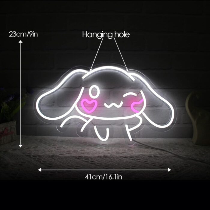 Cinnamoroll Anime Neon Sign for Wall Decor Cinnamoroll Led Light Room Decor Japanese Neon Light LED Sign for Anime Fans Cinnamoroll Gift for Girls 17.5"*9.5" - Image 6