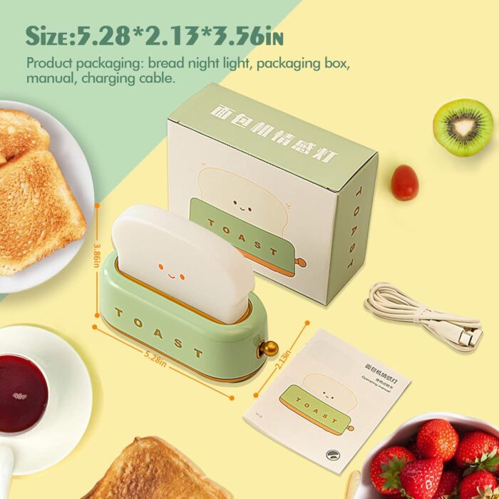 QANYI Desk Decor Toaster Lamp, Rechargeable Small Lamp with Smile Face Toast Bread Cute Toaster Shape Room Decor Night Light for Bedroom, Bedside, Living Room, Dining, Desk Decorations, Gift - Image 8