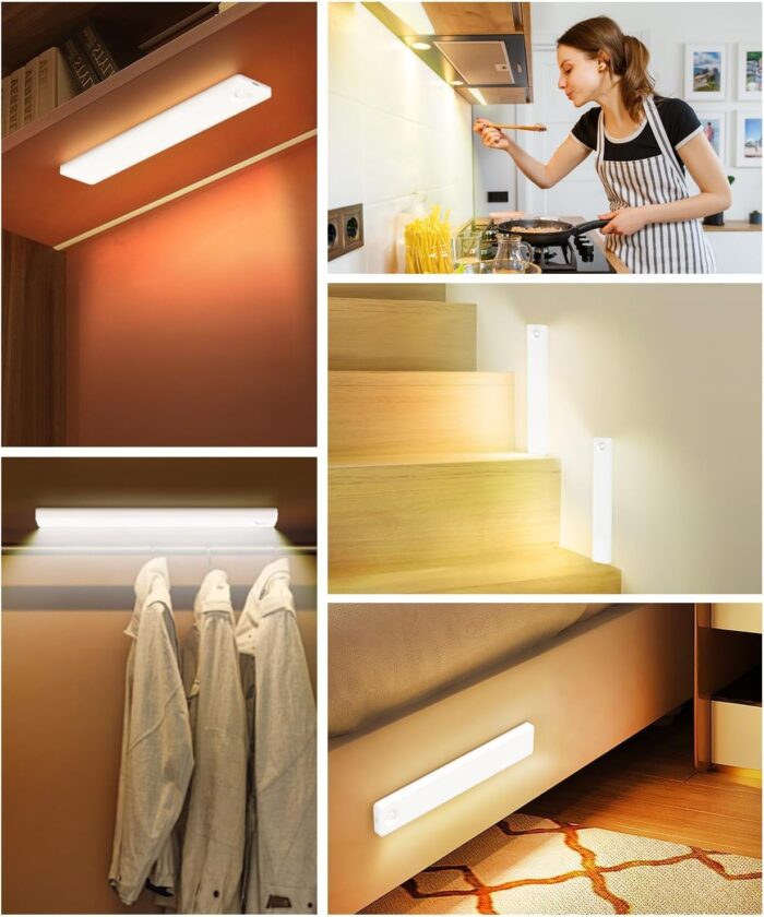 Under Cabinet Lighting Wireless, Motion Sensor Light Indoor, Rechargeable Closet Lights Battery Operated, LED Lights for Bedroom, Under Counter Lights for Kitchen White Color - Image 8