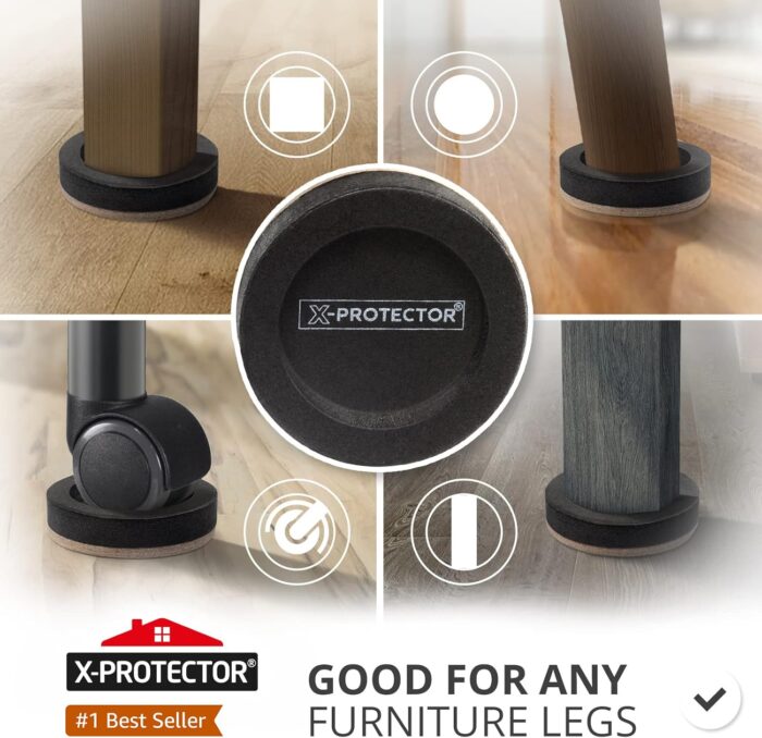 Felt Furniture Sliders for Hardwood Floors X-PROTECTOR 16 PCS 3 ½” - Furniture Slider with Unique Design - Heavy-Duty Furniture Movers for Hard Surfaces - Felt Sliders - Move Your Furniture Easily! - Image 2