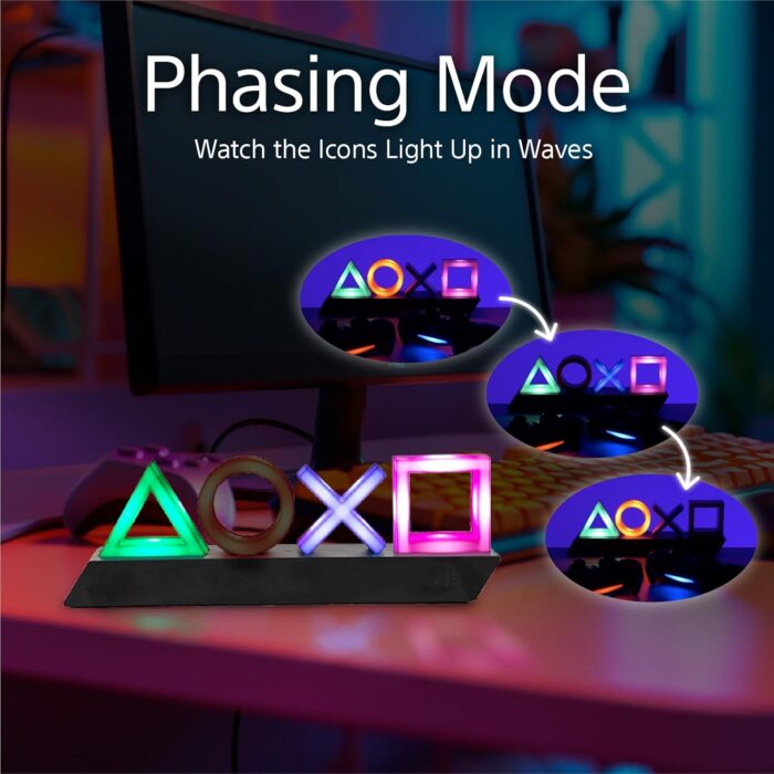 Paladone Playstation Controller Icons Light with 3 Light Modes - Sound Reactive, Dynamic Phasing, and Standard Mode - Gaming Desk Accessories and Game Room Decor - Image 5