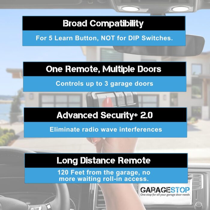 Garage Stop 2X for 893LM 893Max Chamberlain Craftsman Liftmaster Garage Door Opener Remote, 1993 to Present Garage Clicker, Universal Garage Door Opener Remote - Image 5