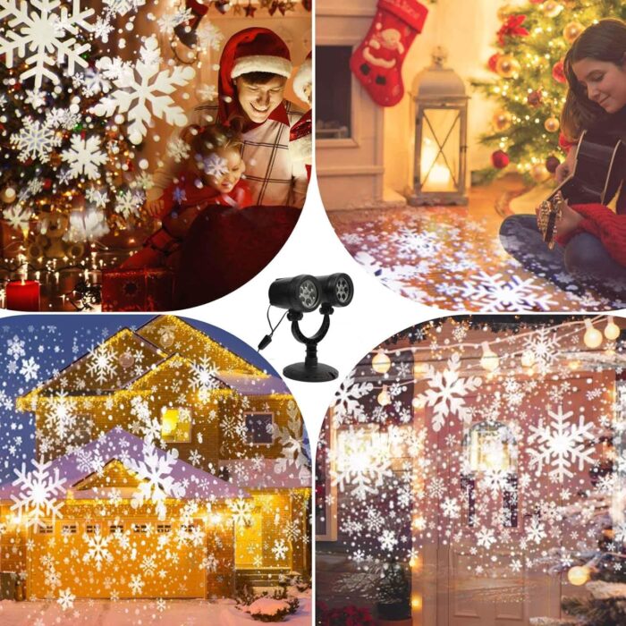 Christmas Snowflake Projector Light, FABILERI Upgraded Dual-Head Snowflake Light, Outdoor IP65 Waterproof Rotating Snowflake Light, for Indoor Outdoor ChristmasDecoration, Holiday, Yard Decor - Image 6