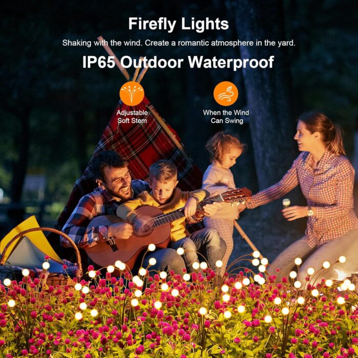 Solar Garden Lights, ASMAD 4 Pack 32 LED Solar Outdoor Lights, Outdoor Decorations Lights, Solar Swaying Lights, Firefly Lights for Patio Pathway Outdoor Decor, Big Bulb Solar Swaying Lights - Image 6
