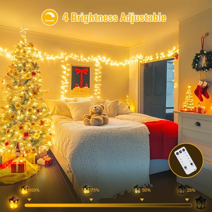 JMEXSUSS 168FT 600 LED Christmas Lights Outdoor Waterproof 8 Modes Indoor Christmas String Lights Warm White Christmas Tree Lights Plug in for Room Bedroom Wedding Party Holiday Decorations. - Image 2