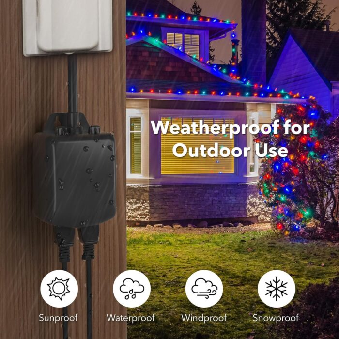 BN-LINK 24 Hour Heavy Duty Mechanical Timer, Outlet Timer with 15 Minutes Intervals, Outdoor Timer Outlet Waterproof, 2 Grounded Outlets for Christmas Lights,15A 1/2HP, ETL Listed - Image 5