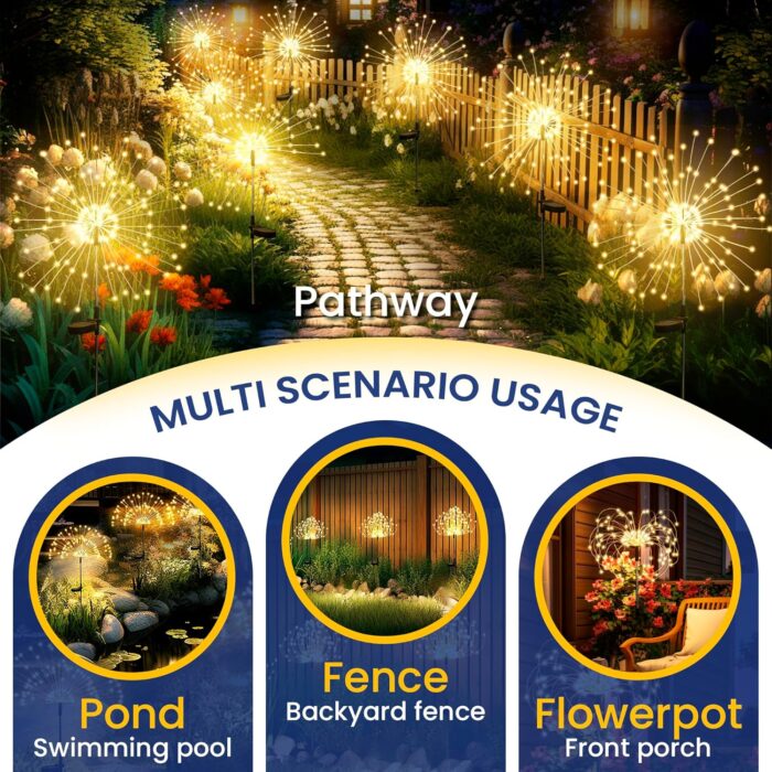 GIGALUMI Garden Outdoor Decor Lights 120LED 2Pack, Solar Garden Lights for Yard Outside Fairy Garden Lights Decorative, Solar Lights for Yard Pathway Flowerbed Planter Balcony Patio Garden Decor - Image 4
