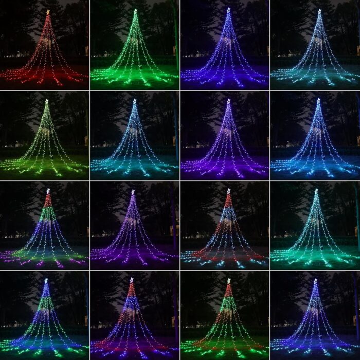 Flacchi Christmas Lights Outdoor with ‎Remote -16.7Ft 504 LED Waterfall Tree Decoration Lights RGB Star String Lights for Tree Yard Exterior Wall Housetop Window Holiday Decor - Image 6