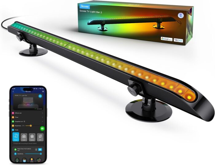 Govee Smart TV Light Bar, Upgraded 31 Inch LED Light Bar with Scene and Music Modes, RGBIC WiFi TV Light Bar with Multiple Placement Options Suitable for 55-70 inch TVs, Voice and App Control, 1 Pack