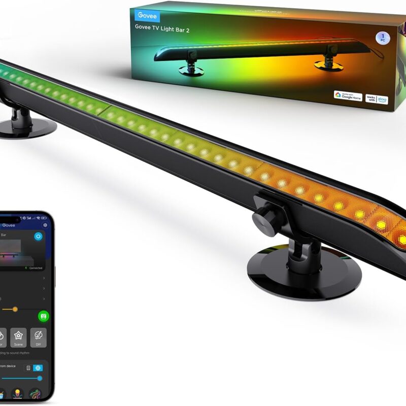 Govee Smart TV Light Bar, Upgraded 31 Inch LED Light Bar with Scene and Music Modes, RGBIC WiFi TV Light Bar with Multiple Placement Options Suitable for 55-70 inch TVs, Voice and App Control, 1 Pack