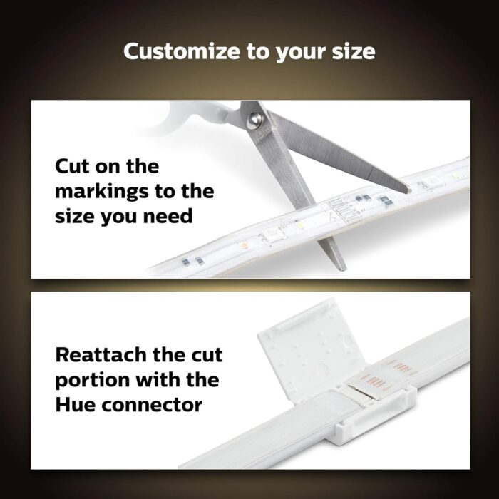 Philips Hue Indoor 6-Foot Smart LED Light Strip Plus Base Kits with Plugs - Color-Changing Single-Color Effect - 2 Pack - Control with Hue App - Works with Alexa, Google Assistant and Apple HomeKit - Image 5
