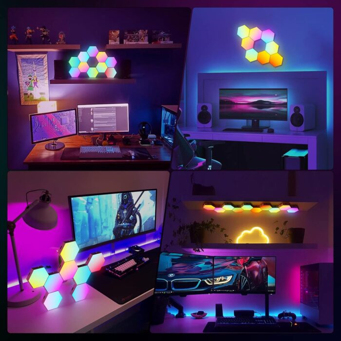 8 Pack Hexagon Light Panels -Cool Music Sync RGB Hexagon LED Lights Gaming Lights with APP & Remote Control Wall Lights Gift for Home Decor, Living Room, Bedroom,Gaming Room, Kids, Adults - Image 5