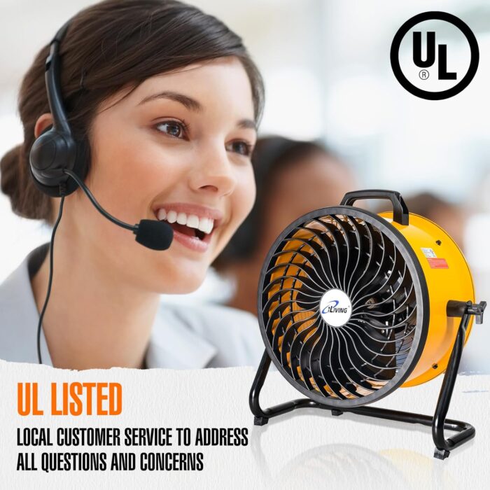 iLiving 16 in. Low Noise Turbo Fan 2687 CFM 3-Speed Portable Air Circulator for Shop, Office, Greenhouse, Home and Warehouse - Image 7