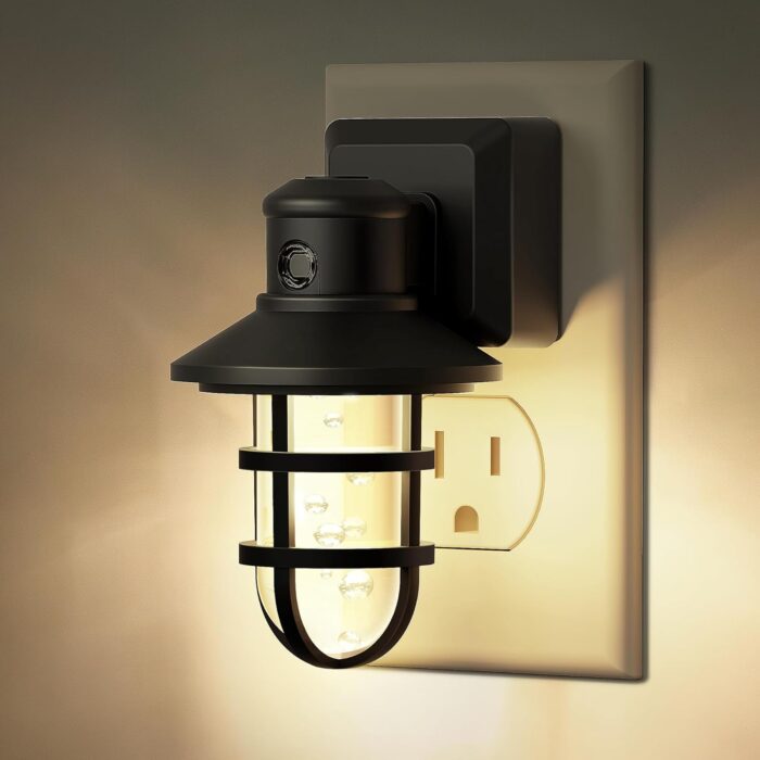 Night Lights Plug into Wall 【 2 Pack】, Vintage LED Night Light, Dusk to Dawn Sensor Auto-On/Off, Soft White 3000K, 30-60LM Dimmable Brightness Night Light for Kids Bedroom Bathroom Rustic Home Décor - Image 8