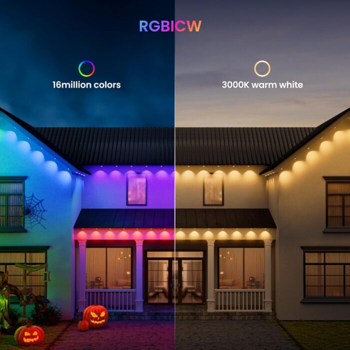 YEELIGHT Smart Outdoor Permanent String Light, 50 Ft, 20+ Lighting Effect, RGBIC LEDs, Music Sync, APP Control for DIY, IP67 Waterproof, lighting decoration for Eaves/Halloween/Christmas/Party/Holiday - Image 4
