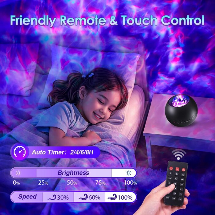 One Fire Galaxy Projector, Vibrant Galaxy Light Projector, White Noise & Bluetooth Projector Lights for Bedroom,Remote Timer Kids Night Light Projector,Cute Room Decor for Teen Girl Gifts Trendy Stuff - Image 5