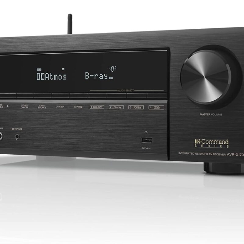 Denon AVR-X1700H 7.2 Channel AV Receiver - 80W/Channel, Advanced 8K HDMI Video w/eARC, Dolby Atmos, DTS:X, Built-in HEOS, Amazon Alexa Voice Control