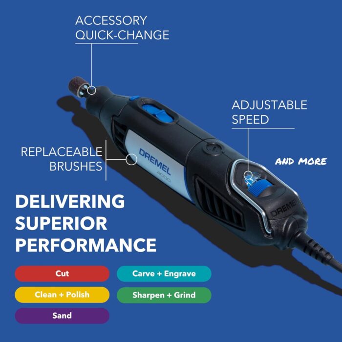 Dremel 4000-1/25 Variable Speed Rotary Tool Kit- Engraver, Polisher, and Sander- Perfect for Cutting, Detail Sanding, Engraving, Wood Carving, and Polising- 1 Attachment & 25 Accessories - Image 3