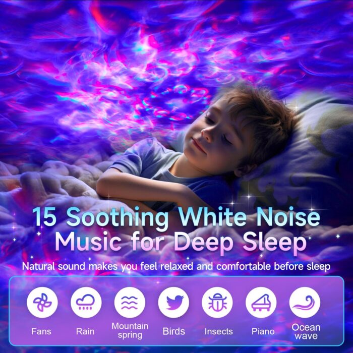 One Fire Galaxy Projector, Vibrant Galaxy Light Projector, White Noise & Bluetooth Projector Lights for Bedroom,Remote Timer Kids Night Light Projector,Cute Room Decor for Teen Girl Gifts Trendy Stuff - Image 3