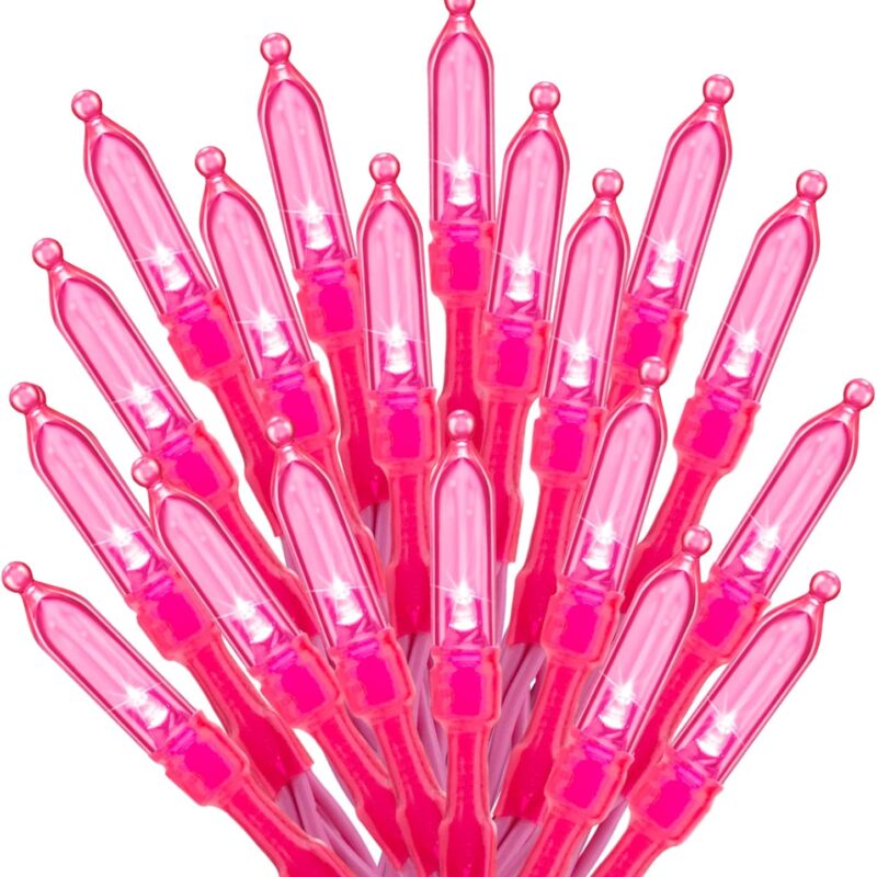 Pink Mini Christmas Lights - 39 Feet 100 LED Fairy String Lights with 8 Lighting Modes Waterproof Connectable for Indoor Outdoor Xmas Tree Garland Wreath Holiday Valentine's Day Decoration