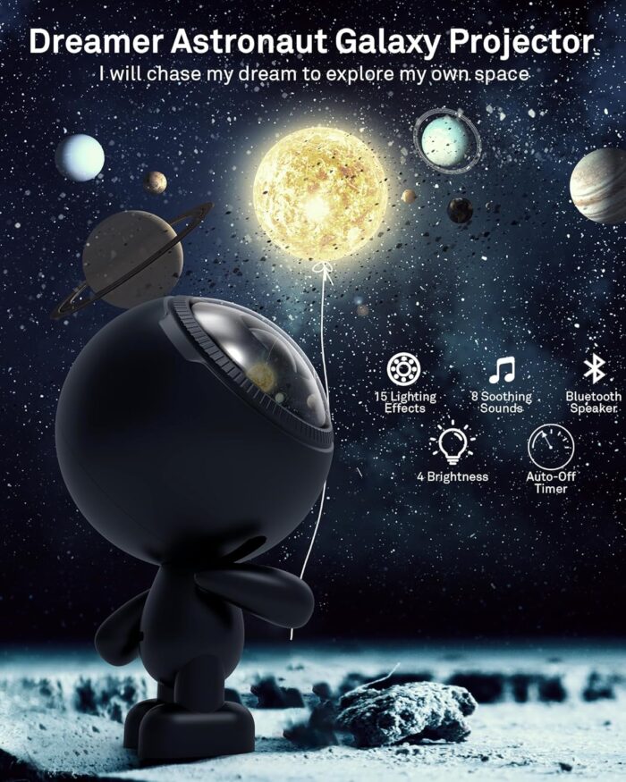 AIRIVO Astronaut Galaxy Projector, Star Projector for Bedroom, Robot Galaxy Projector Night Light for Kids, Bluetooth Speaker Ceiling Projector, Room Decor Gifts for Adults, Teens, Christmas - Image 3