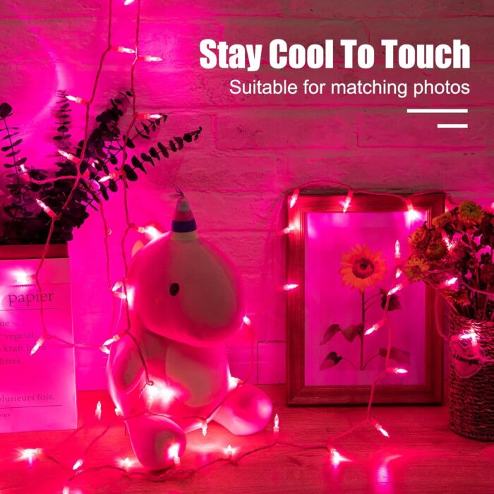 Pink Mini Christmas Lights - 39 Feet 100 LED Fairy String Lights with 8 Lighting Modes Waterproof Connectable for Indoor Outdoor Xmas Tree Garland Wreath Holiday Valentine's Day Decoration - Image 7